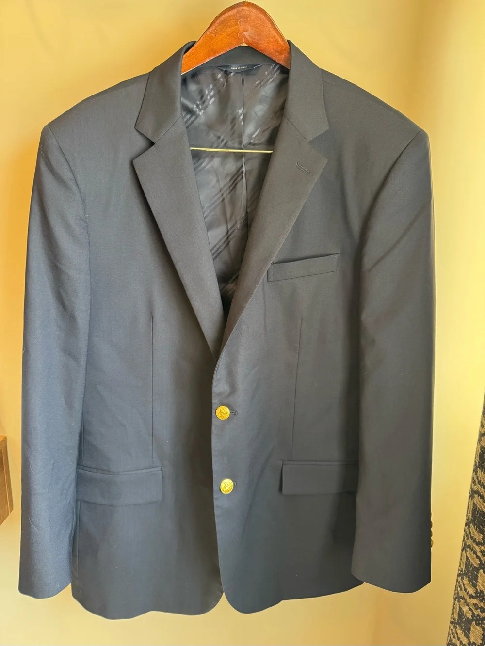 Brooks Brothers 1818 Madison Fit Navy Blazer 48R Italian Wool Gold Buttons